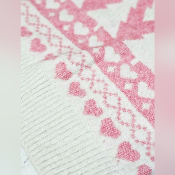 Jessica Simpson Winter Fuzzy Pink Christmas Tree Heart Cropped Half Zip Sweater - Picture 10 of 11